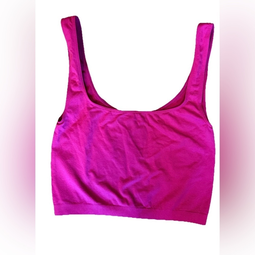 FP Movement Free People Seamless Crop Bralette Tank Scoop Neck Magenta Pink